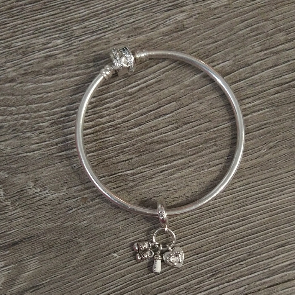 Pandora Silver Shooting Star Charm Bracelet with a Baby Style Charm